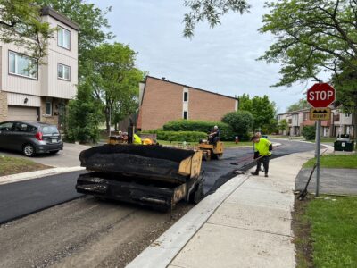 asphalt paving for road in process