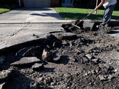 asphalt removal in progress