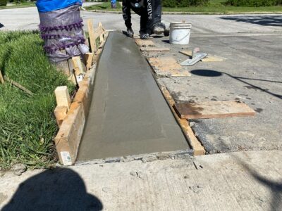 concrete border installation
