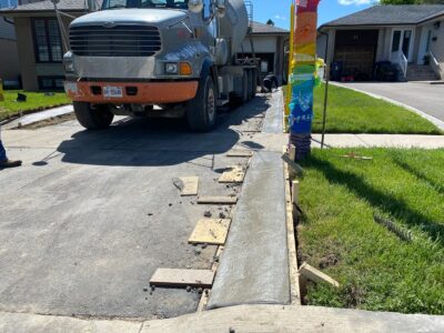 concrete border installation in progress