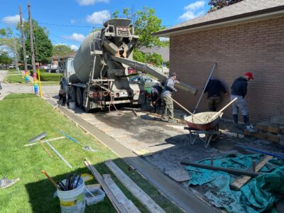 concrete installation for walkway
