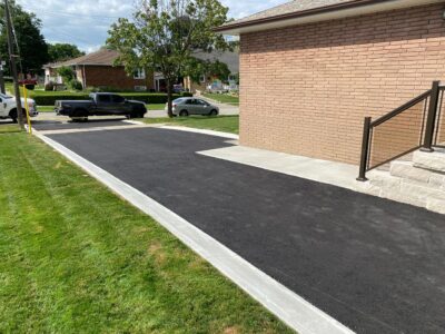 driveway with concrete borders installed