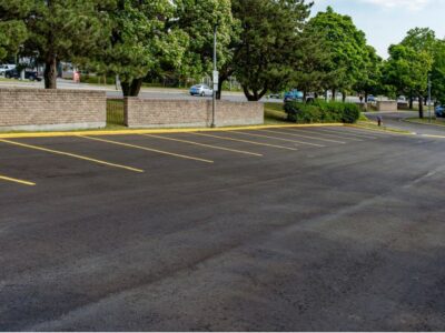 parking lot view after asphalt paving