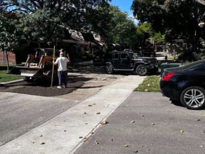 pavers laying new asphalt